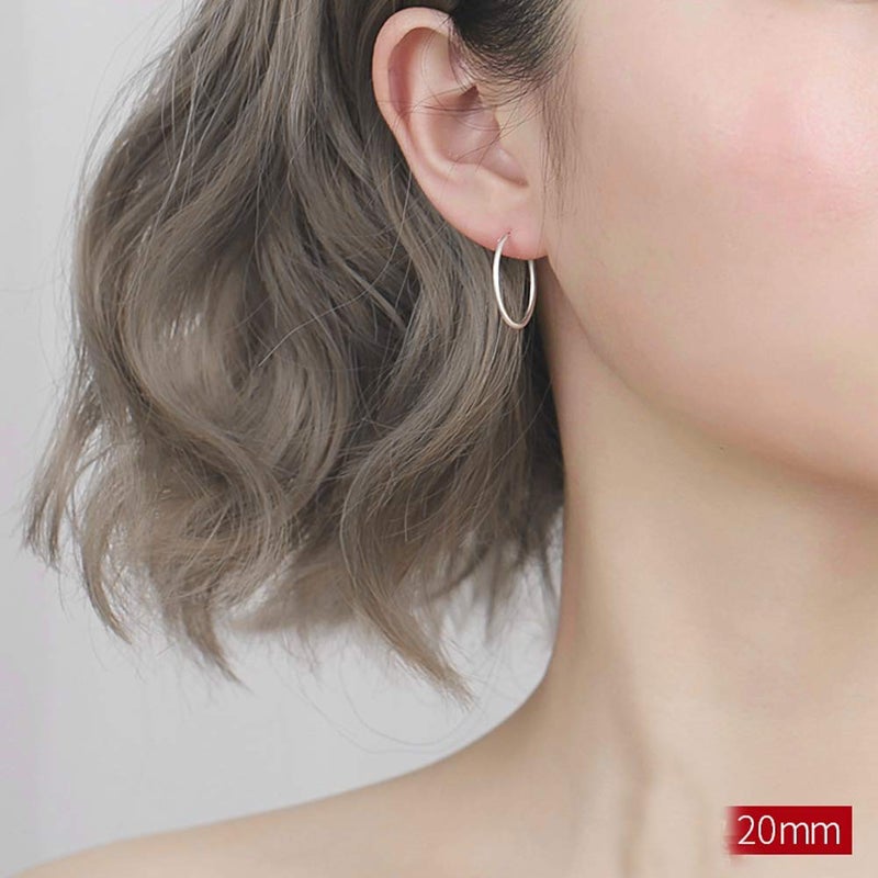 YFN Tiny Small Hoop Earrings Sterling Silver Polished Round Circle Endless Earrings Hoops 20MM - Image 4